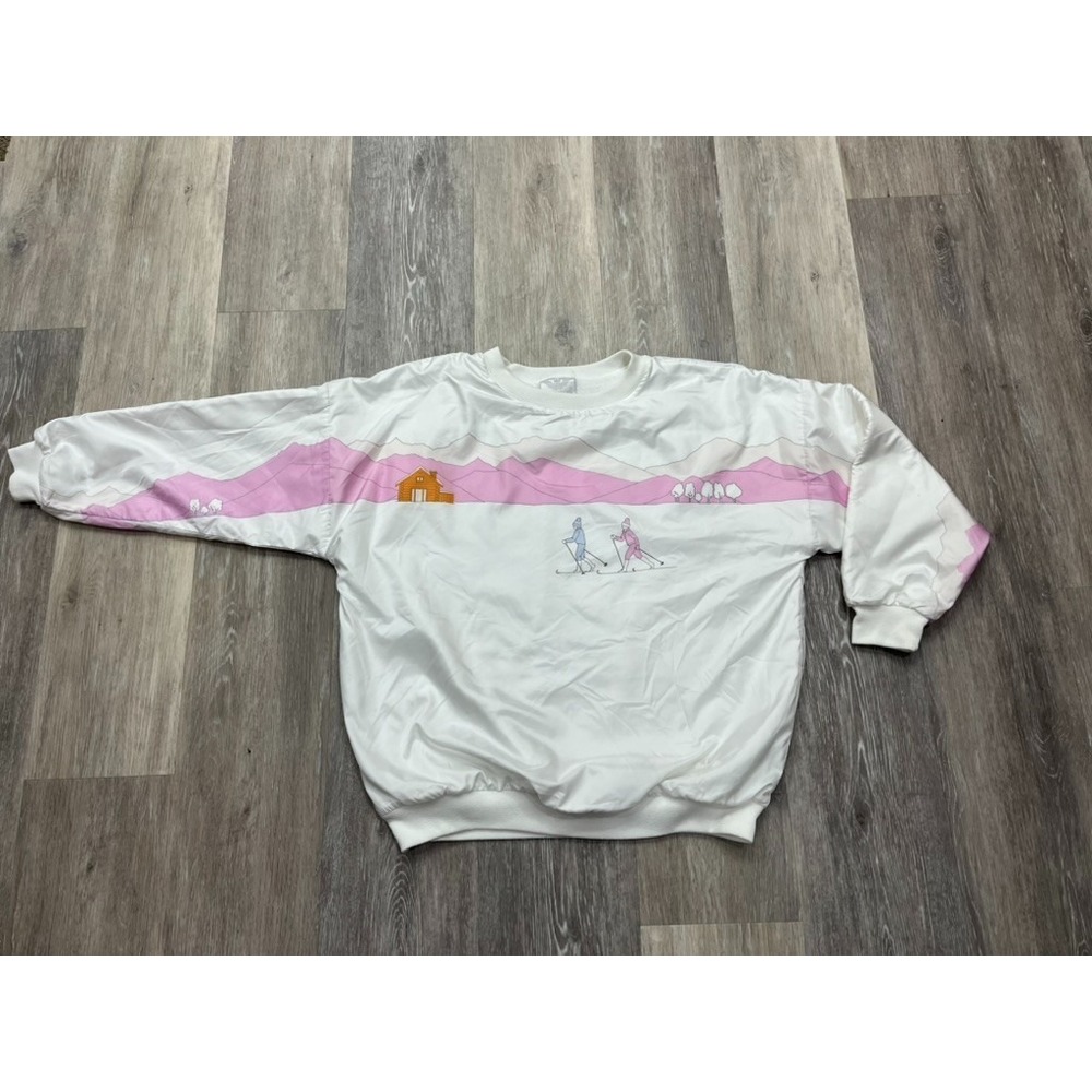 Vtg 80s Adidas AOP Skiing Ski Snow Winter Nylon Sweatshirt XL WOWWWW